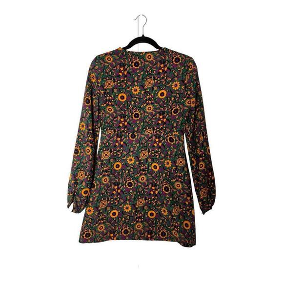 Zara l Retro Floral Long Sleeve Dress XS - Picture 3 of 10